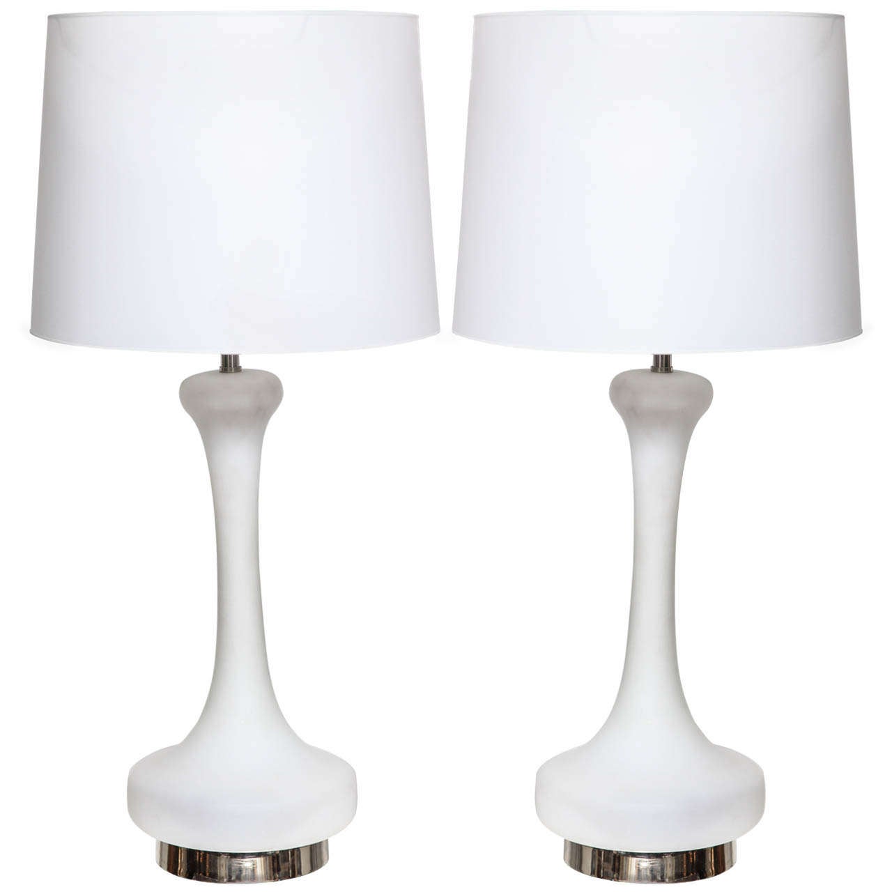 Laurel Frosted Glass Lamps with Lighted Bases at 1stDibs