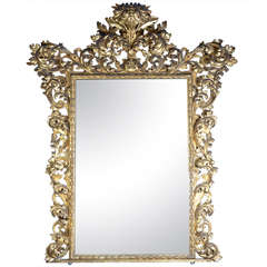 Antique A big Venitian mirror gilt  wood mid nineteen century