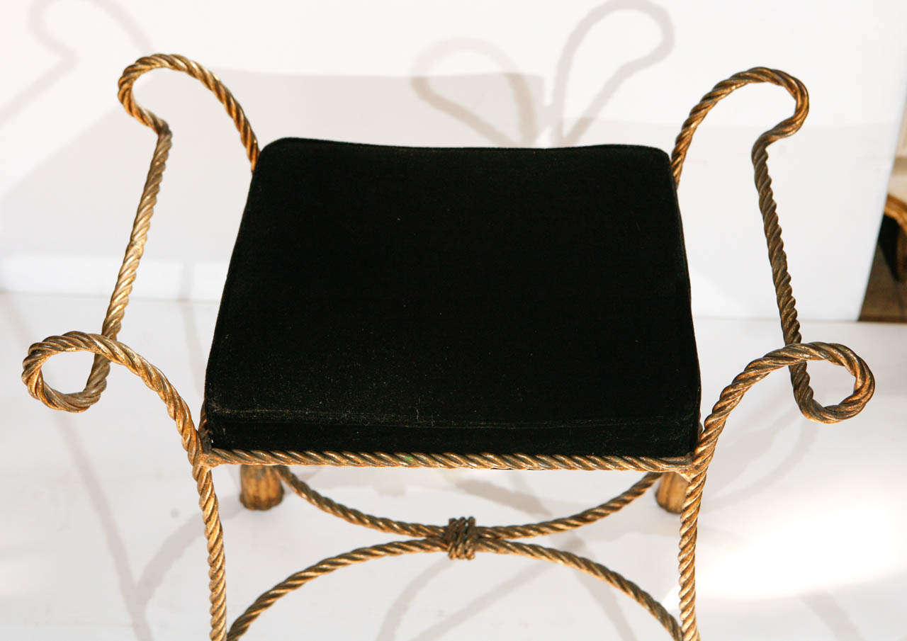 Metal Vinitage Italian Rope and Tassel Bench For Sale