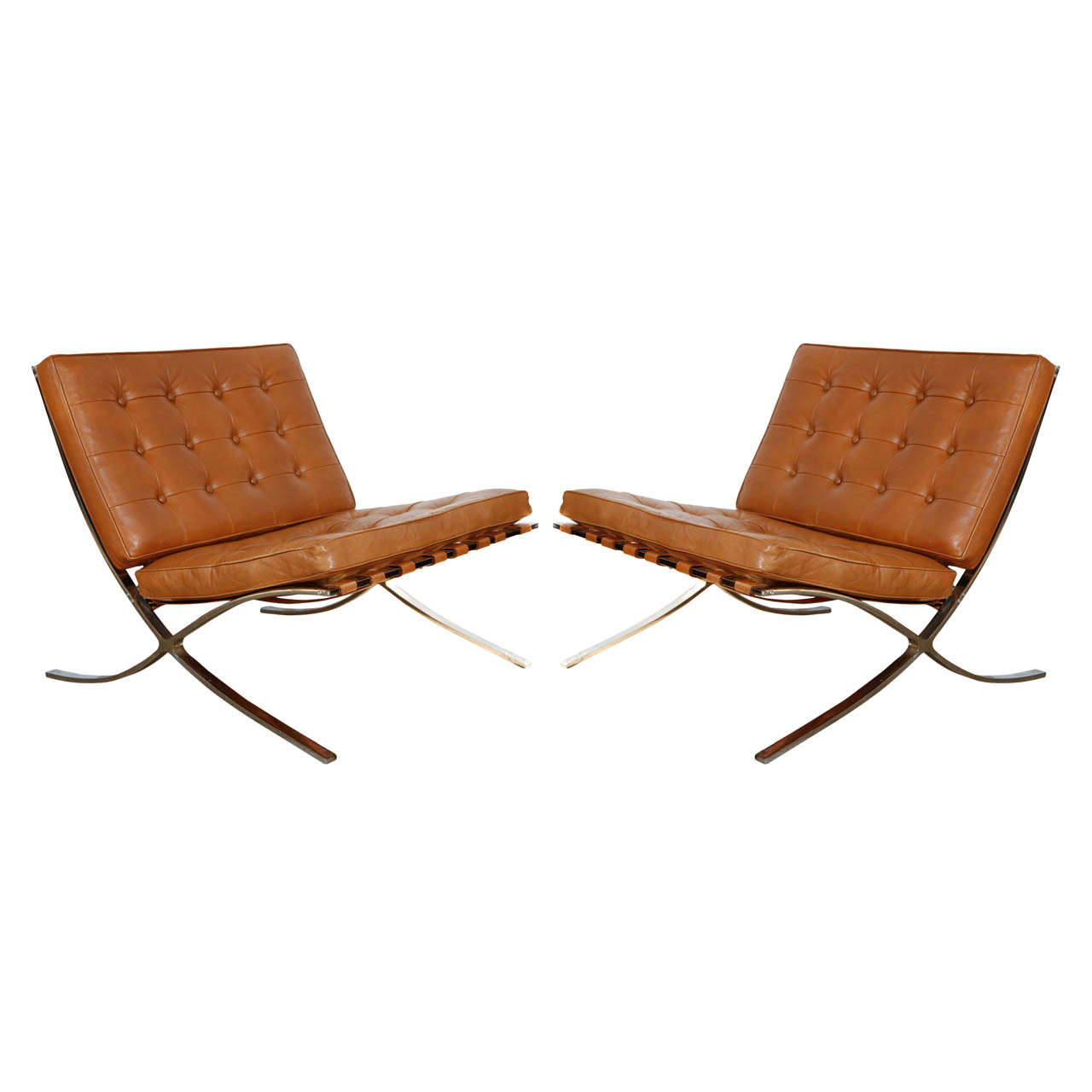 Pair of Vintage Barcelona Chairs For Sale at 1stDibs