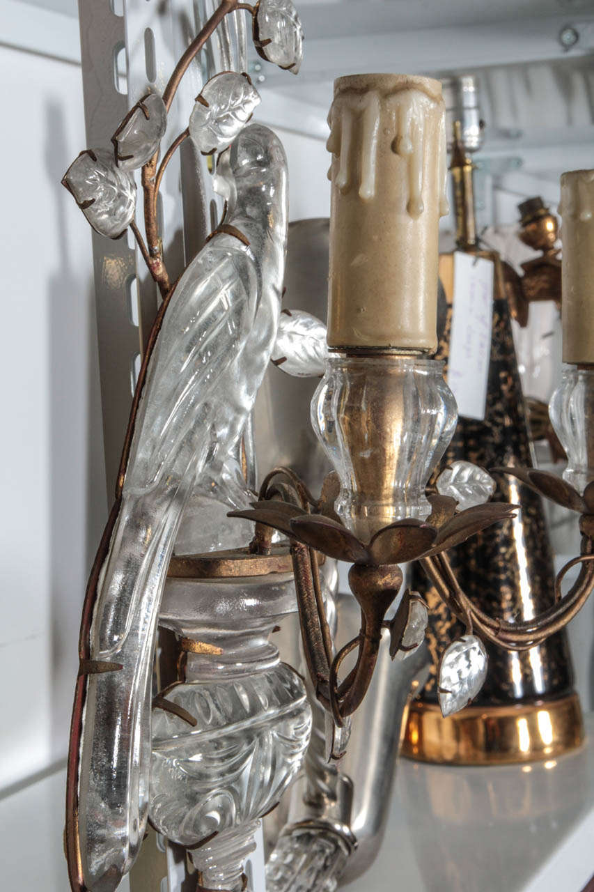 French Original Pair of Glass Sconces by Maison Bagues