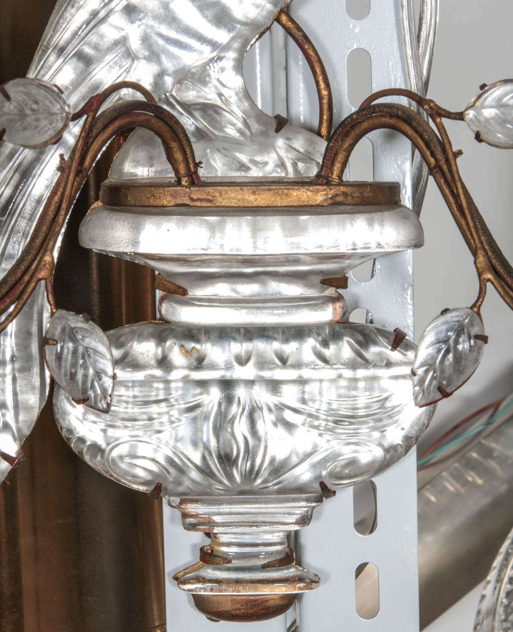 Brass Original Pair of Glass Sconces by Maison Bagues