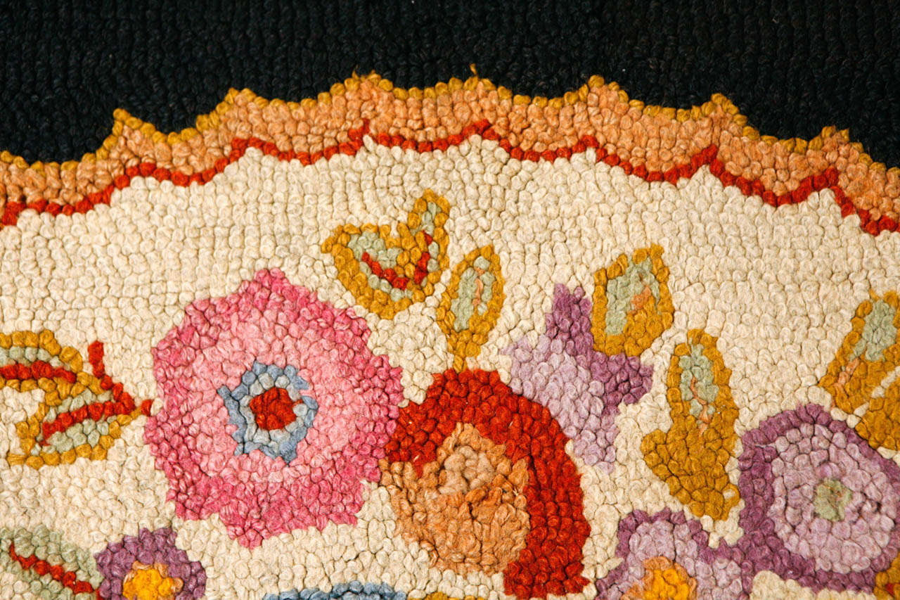 Toile de jute Tapis crocheté américain du 19e siècle en vente