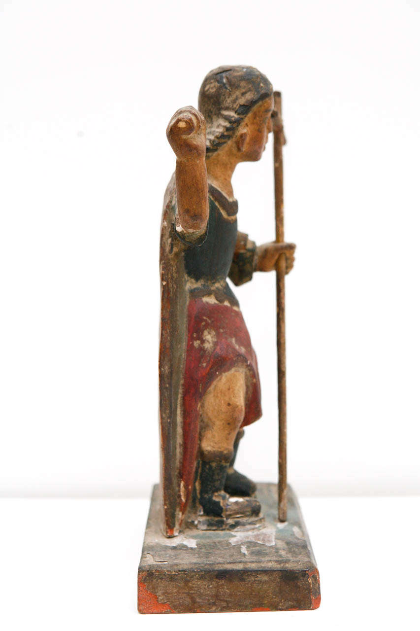 19th Century Spanish Colonial Bultos Figure, Likely San Miguel In Distressed Condition In Van Nuys, CA
