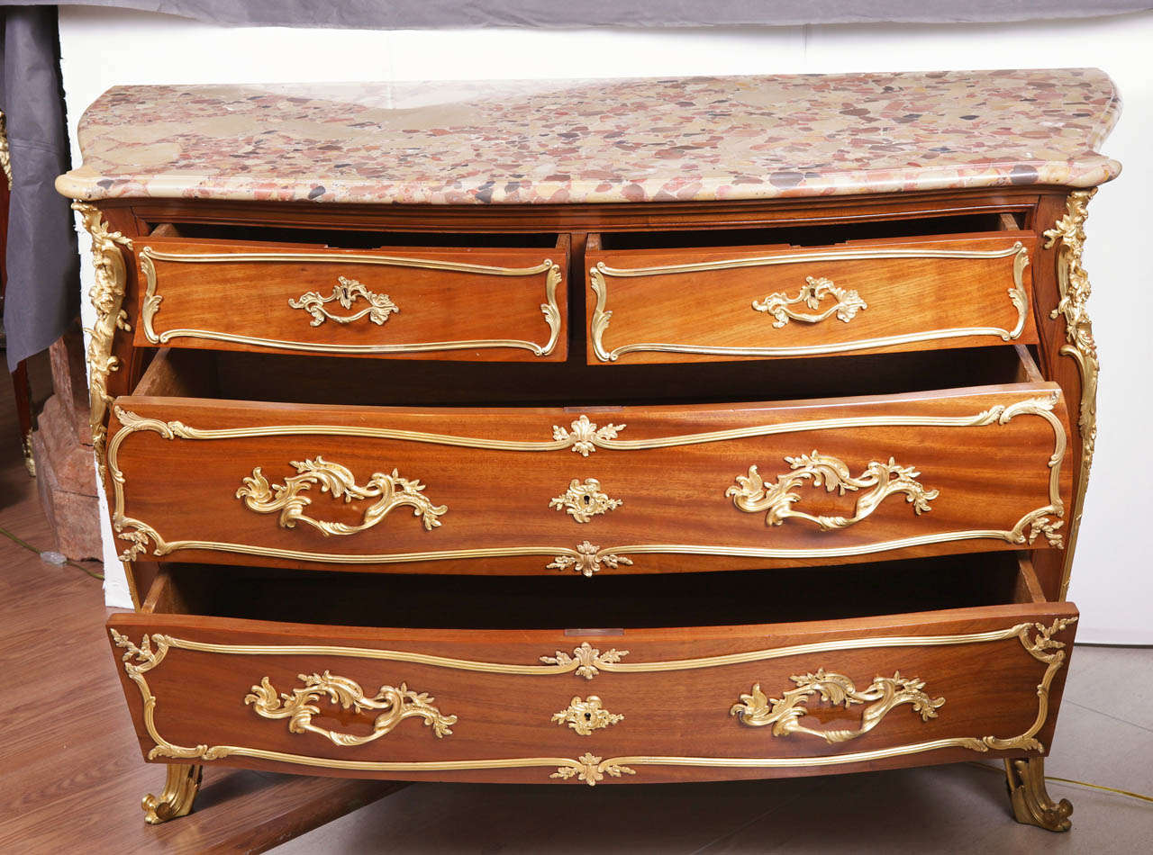 French 19th C Signed F Linke Kingwood Commode With Breche De Alep Marble Top