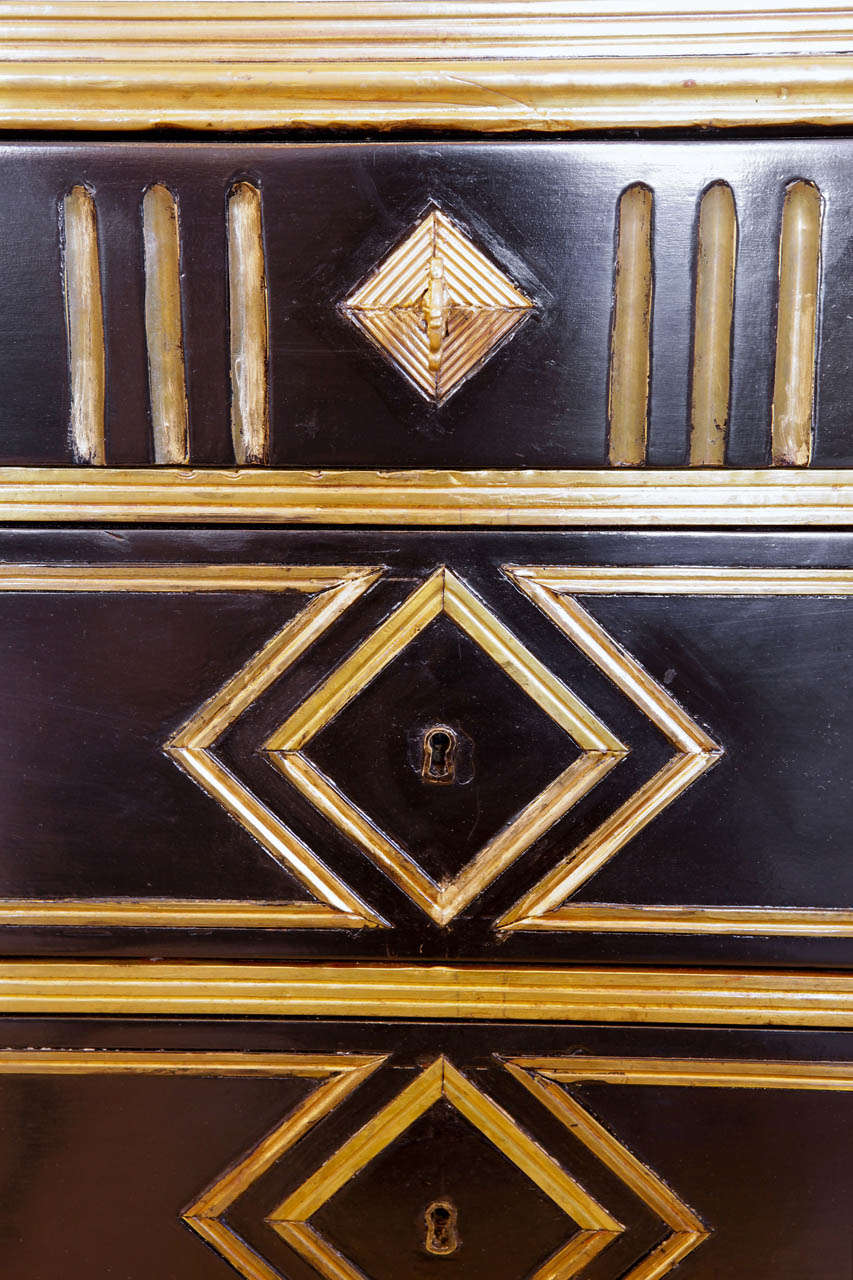 19th C Black Russian Commodes With Hand Hammered Brass Inlay 2