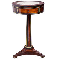 Early 19th Century Russian Mahogany and Inlaid Bronze Marble Topped Side Table