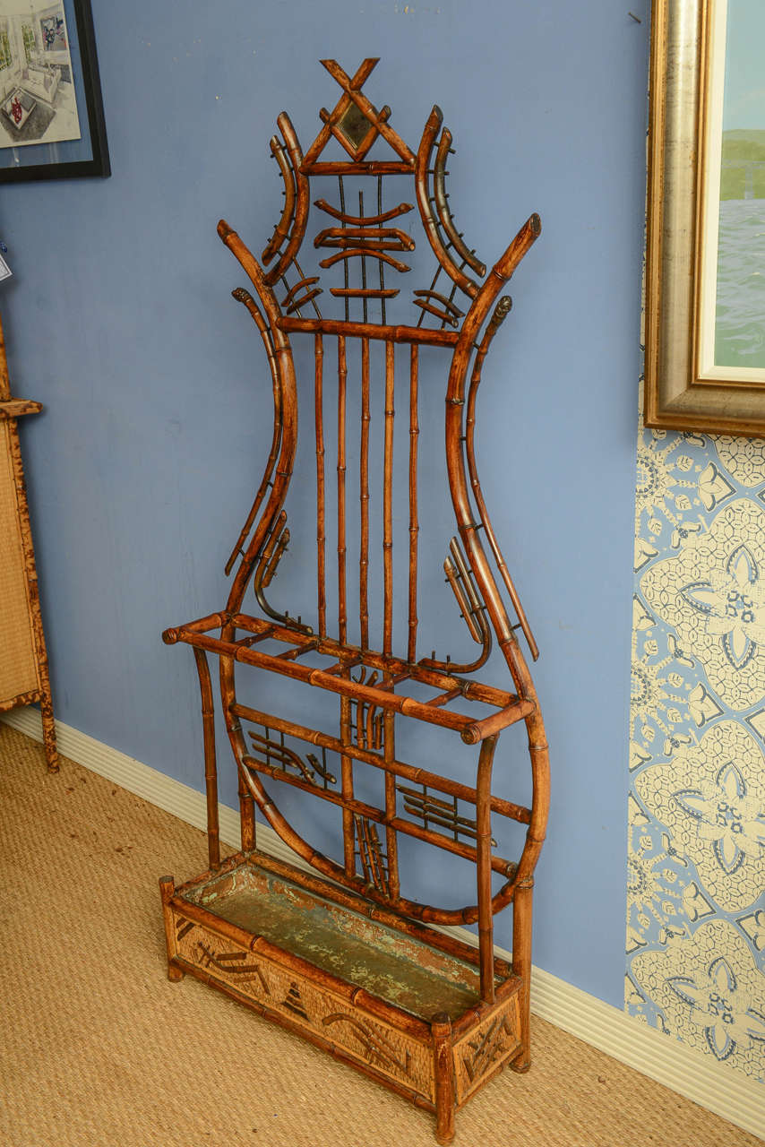 19th Century English Bamboo and Rattan Umbrella and Coat Stand 1