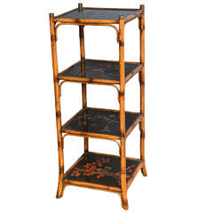 Beautiful  19th c.English Bamboo Tiered Stand with Japanning