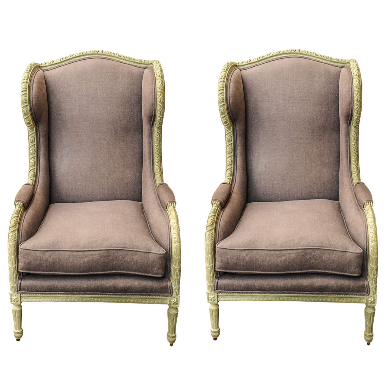 A Pair of 19th Century Louis Seize French Bergeres For Sale