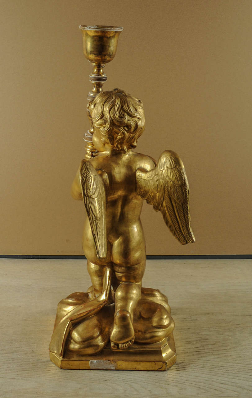 19th Century Italian Carved Golden Angel For Sale 3