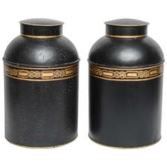 Vintage Pair of Canisters with Lids, 20th Century