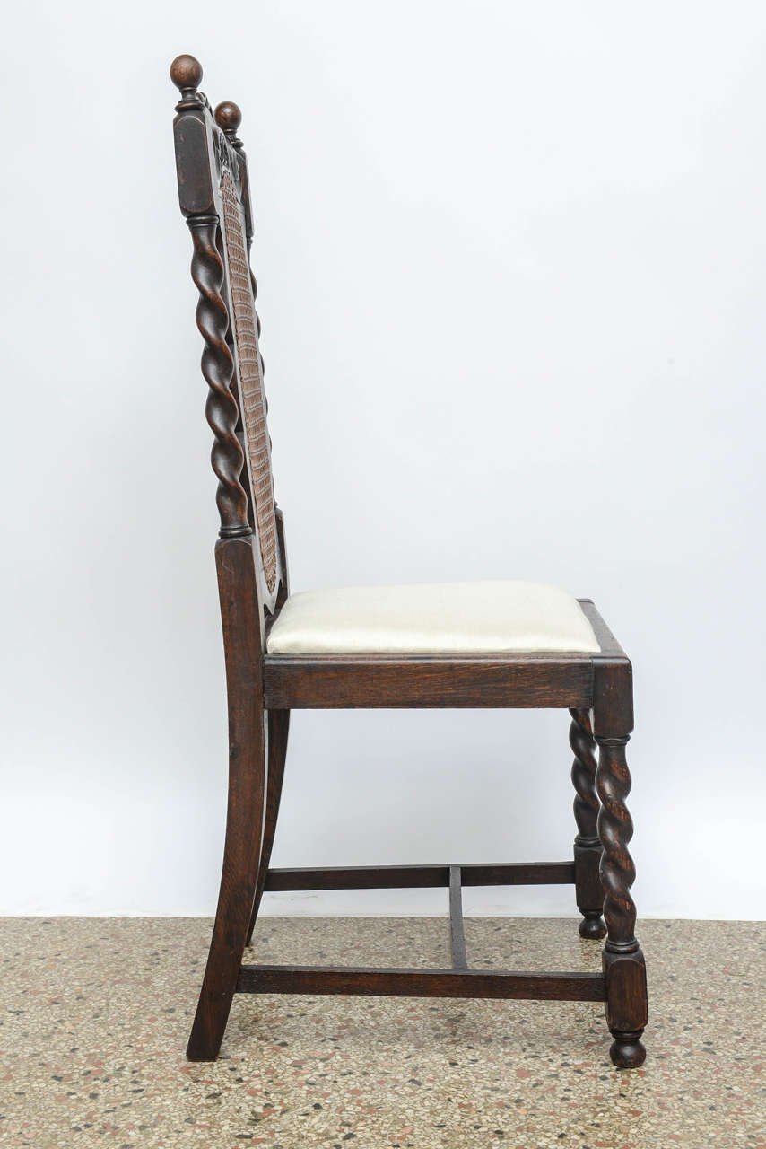 Oak Set of Four English Barley Twist Side Chairs, 19th Century For Sale