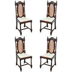Set of Four English Barley Twist Side Chairs, 19th Century