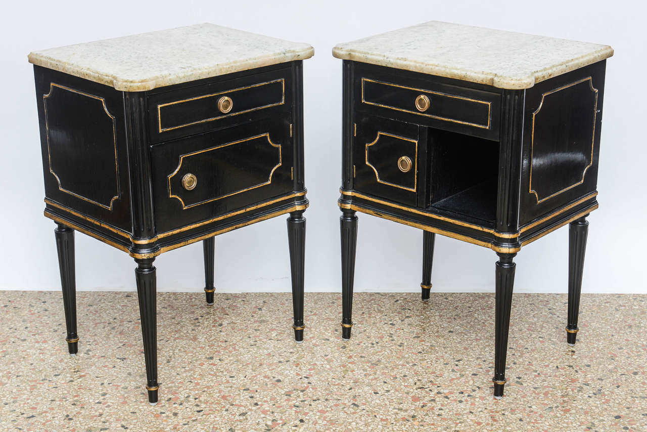 Empire Pair of Maison Jensen Commodes with Marble Tops, 20th Century For Sale