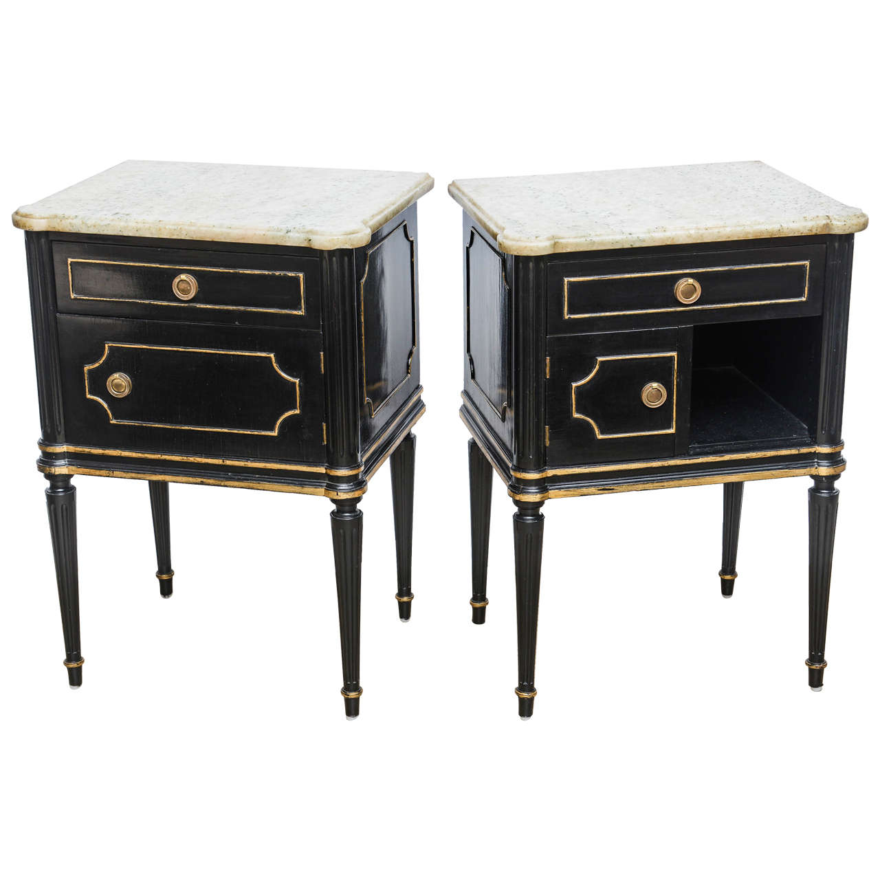 Pair of Maison Jensen Commodes with Marble Tops, 20th Century For Sale