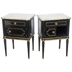 Pair of Maison Jensen Commodes with Marble Tops, 20th Century