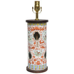 Antique Chinese Porcelain Hat Stand Lamp, 19th Century