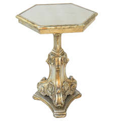 Italian Pricket Base Accent Table with Mirrored Top, circa 1950s