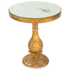 Stylized Pineapple Giltwood Table with Mirrored Top, circa 1950s