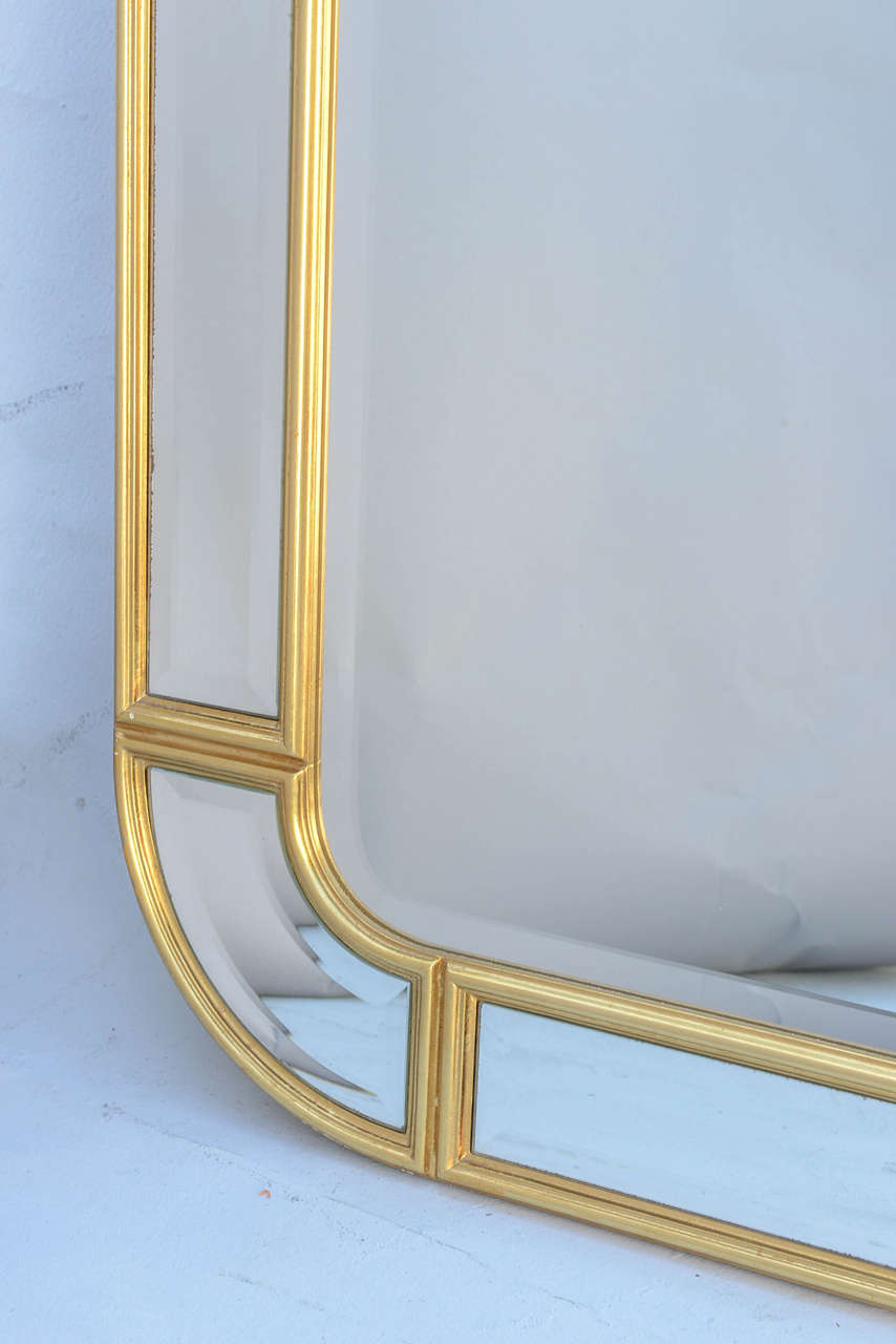 Italian Oversized Giltwood Mirror with Mirrored Relief Border
