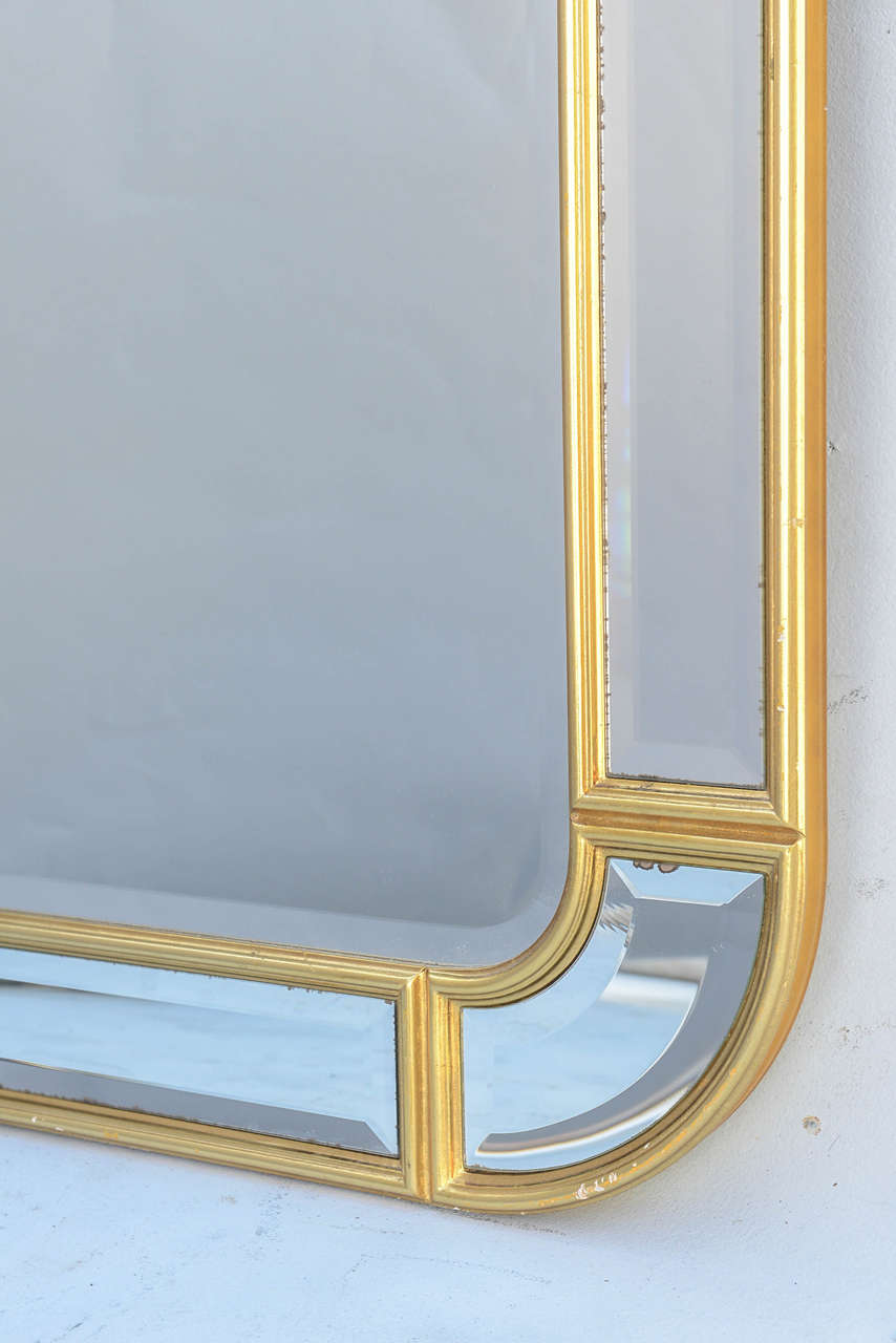 Oversized Giltwood Mirror with Mirrored Relief Border In Excellent Condition In West Palm Beach, FL