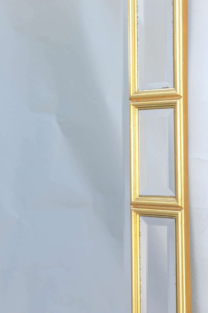 20th Century Oversized Giltwood Mirror with Mirrored Relief Border