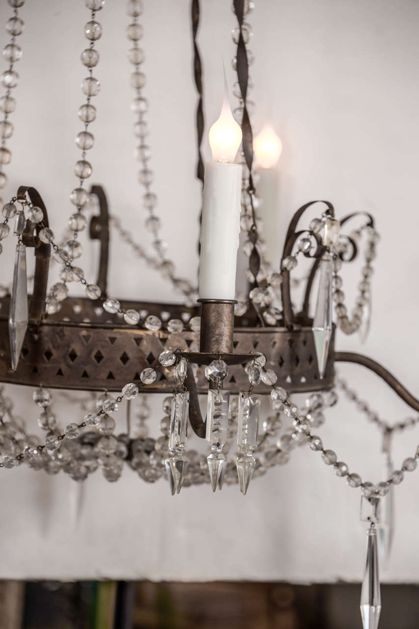 Empire Tôle and Crystal Chandelier