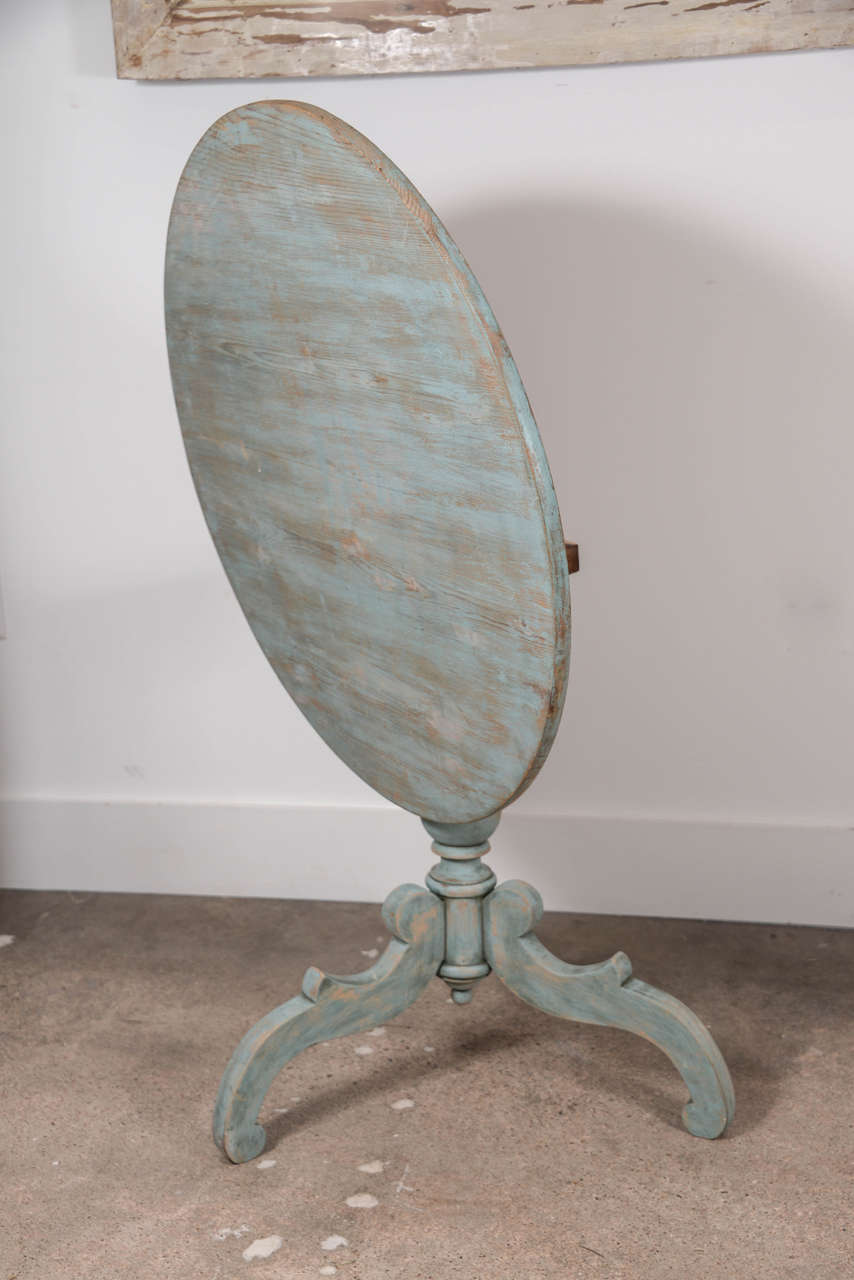 19th Century Blue Painted Swedish Pedestal Table 4