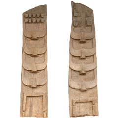 Two Tribal Carved Wooden Carvings from a Naga Structure, Northern India 2