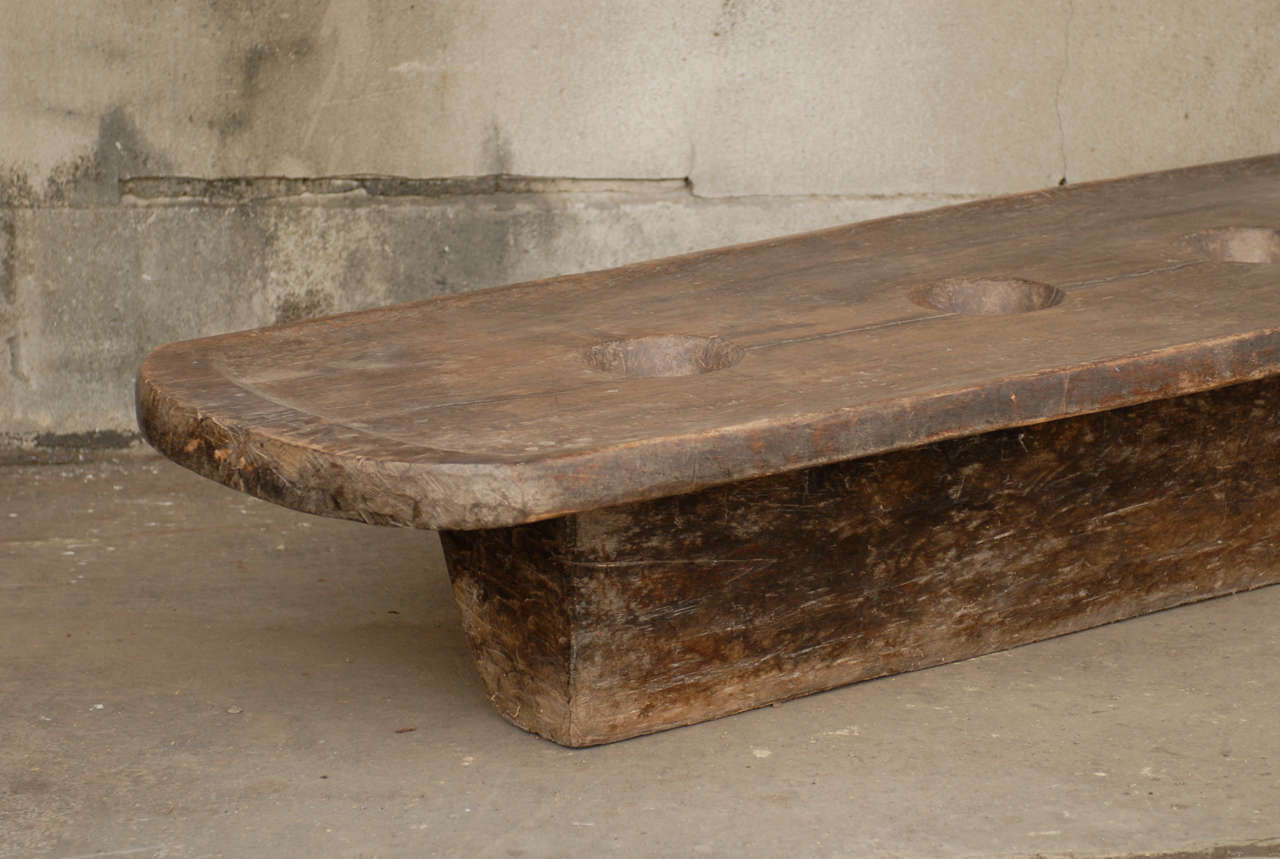 Wood Naga Mid-20th Century Grain Grinding Table from North East India