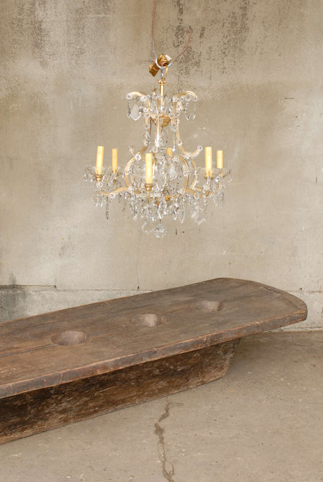A Six Light Maria Theresa style chandelier that has been wired for the US market.