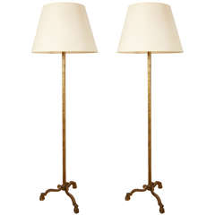 Pair of Gilt Floor Lamps by Maison Ramsay, 1950s