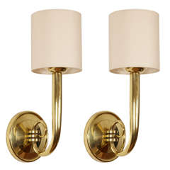 Pair Of Bronze Wall-sconces By Jean Pascaud, 1940's