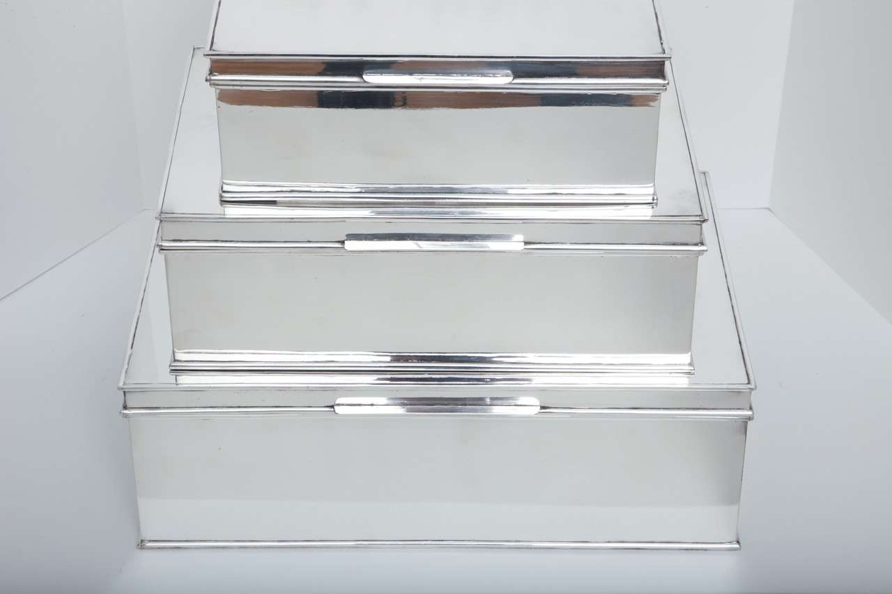 British Modern Oversized Handmade Silver-Plate Boxes For Sale