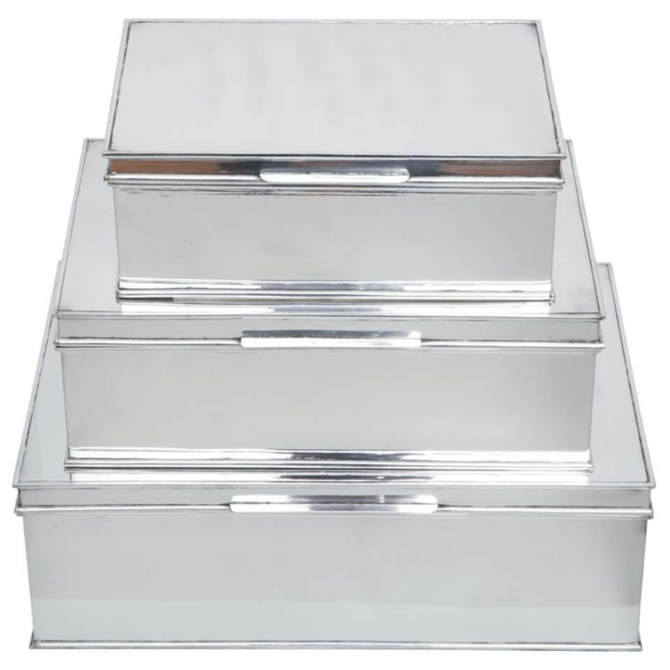 Modern Oversized Handmade Silver-Plate Boxes For Sale