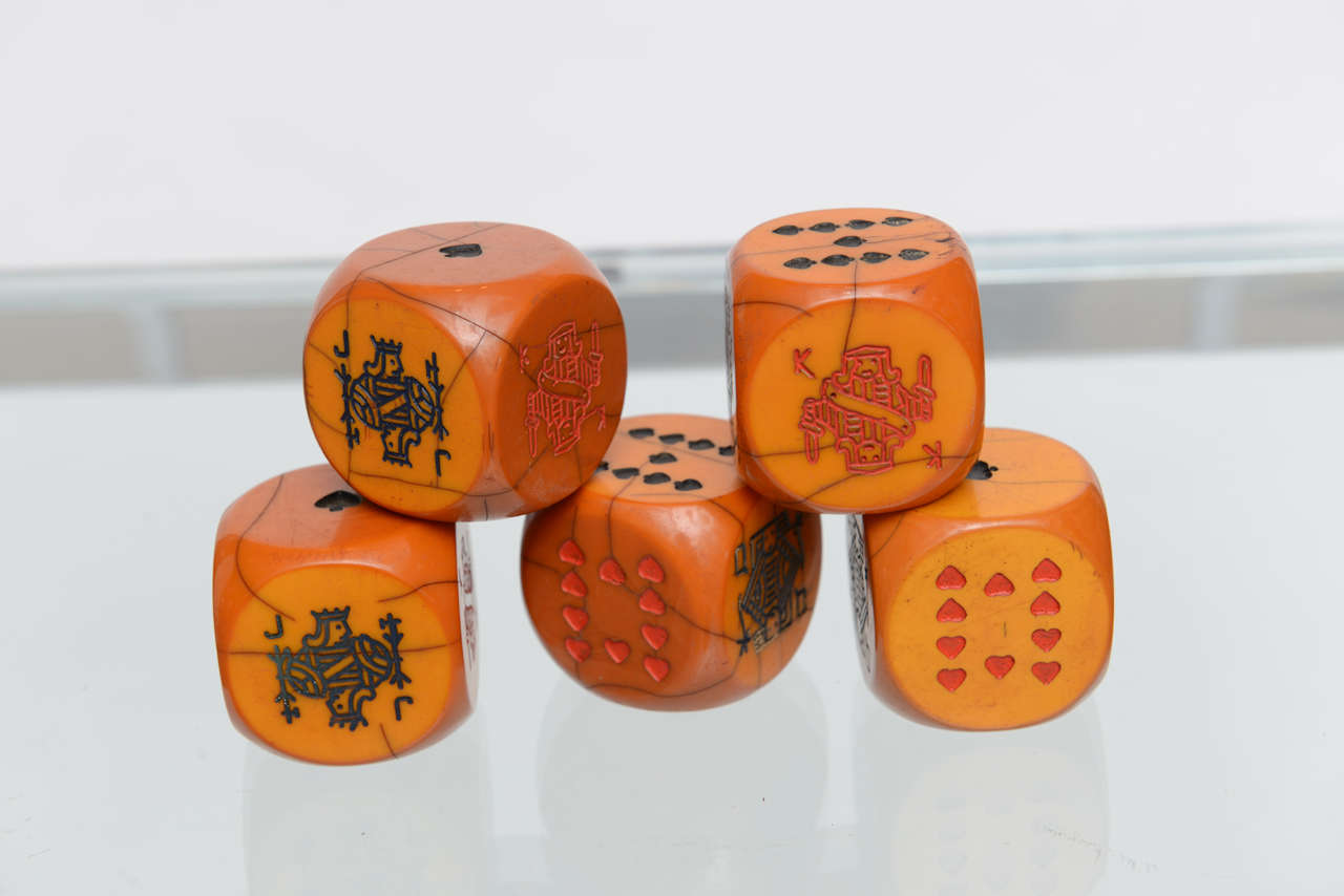 Italian Poker Dice Set In Good Condition In Miami, FL