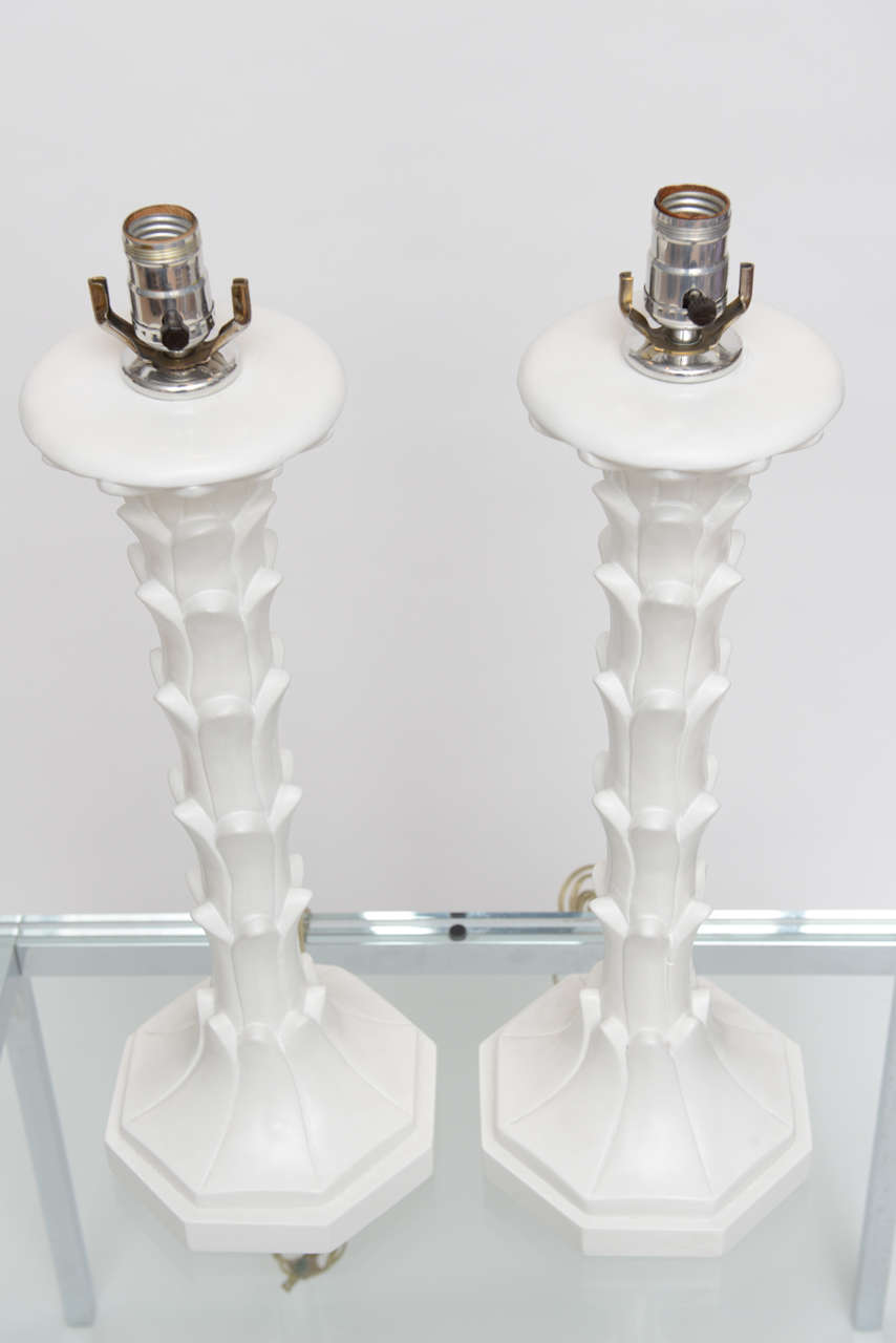 Mid-Century, Iconic Sculptural Pair of Palm Tree Tiered Lamps
