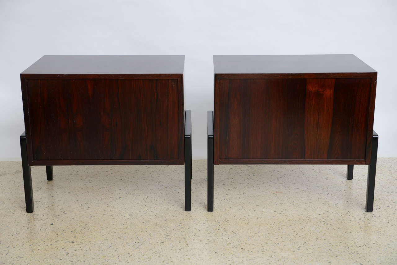 A Fine Pair Brazilian Modern Ebony de Macassar and Ebonised Bedside Tables 2