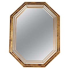 Modernist Octagonal Mirror with Reverse Eglomise Tortoise Detail