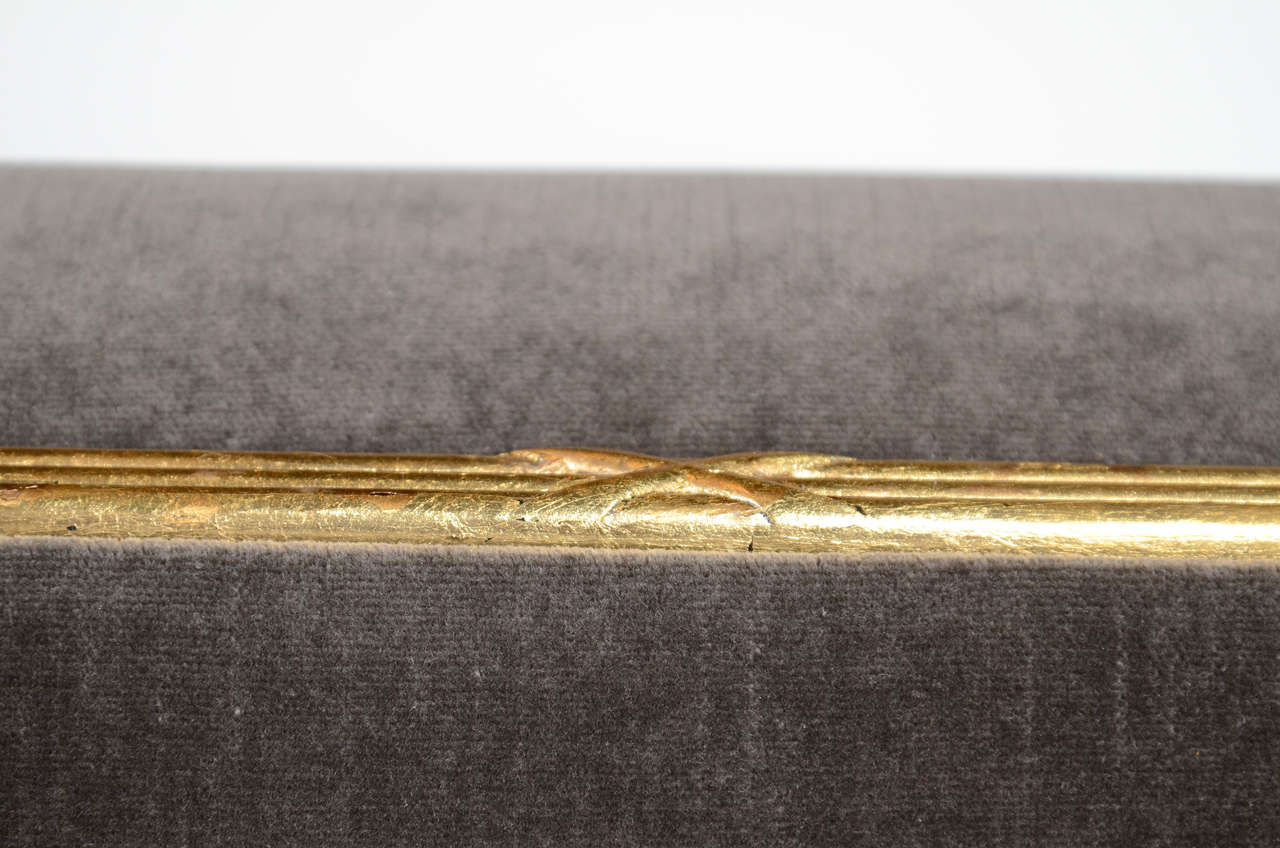Art Deco Normandy Sofa in Grey Mohair & Gilt Detailing 2