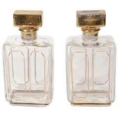 Pair of Empire-Style Rectangular Gold-detailed Decanters