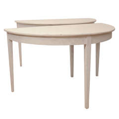 Pair of English Turn-of-the-Century Painted Demilune Console Tables