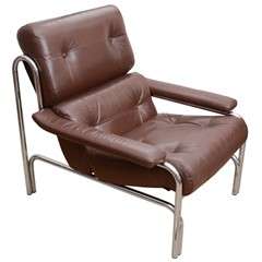 1960's Pieff Leather and Chrome Chair