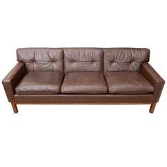 1960's Danish Three Seat Leather Sofa