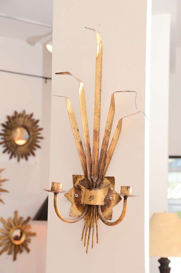 Pair of 1920's Italian Gilt Painted Wall Sconces