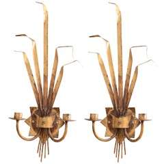 Pair of 1920's Italian Gilt Painted Wall Sconces