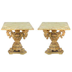 Unusual Pair Accent Tables Made with Pricket Bases