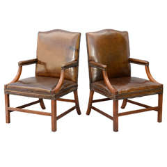 Handsome Pair of Leather Armchairs