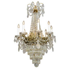 Antique Bronze and Crystal Eight-light 19c. French Chandelier